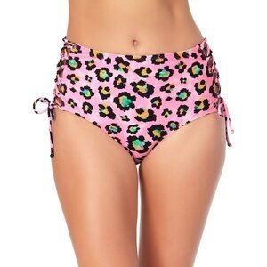 California Waves Juniors Medium Leopard Side-Lace High Waist Bikini Bottoms 1590